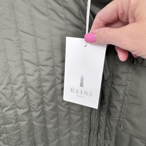 Rains Jacket Unisex XS/S Green Liner Quilted Lightweight Zip Front Layer - Picture 4 of 9